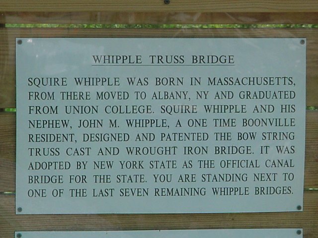 Plaque describing the Whipple Truss Bridge